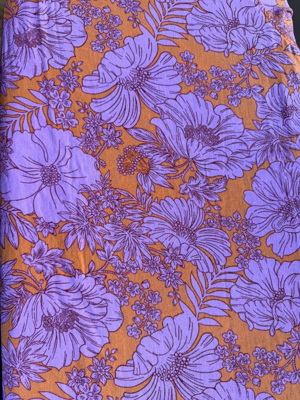 Universal Thread Floral Linen Rayon Button Down Shirt Orange Pink Large - Picture 3 of 7